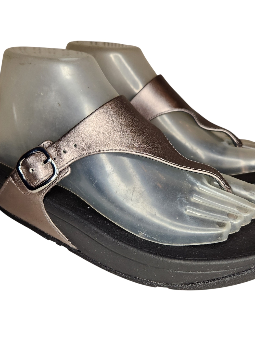 FITFLOP METALLIC BRONZE THONGS FLIPFLOP LEATHER WOMEN SIZE 38/7 EUC
